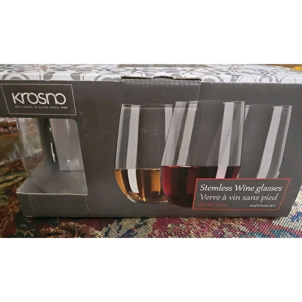 KROSNO STEMLESS 19 OZ. WINE GLASSES- SET OF (4) NIB MADE IN POLAND